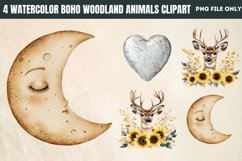 Watercolor Boho Woodland Animals Clipart PNG Product Image 1