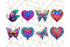 Stained Glass Hearts and Butterflies Clipart PNG Product Image 7