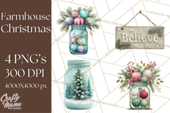 Cozy Farmhouse Christmas Clipart PNG, Wreaths & Candles Product Image 1