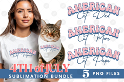 American Cat Mama Papa 4th of July USA Paw DTF PNG Bundle Product Image 1