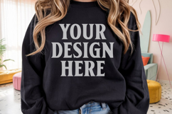 Black Gildan 18000 Crewnwck Sweatshirt Mockup, gildan 18000 Product Image 1
