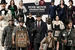 Noir Movie Characters Cliparts | Vintage Film Noir PNG Product Image 1