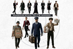 Noir Movie Characters Cliparts | Vintage Film Noir PNG Product Image 6