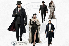 Noir Movie Characters Cliparts | Vintage Film Noir PNG Product Image 7