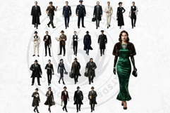 Noir Movie Characters Cliparts | Vintage Film Noir PNG Product Image 9