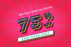 75 percent off big sale banner template 3d text effect, Product Image 1