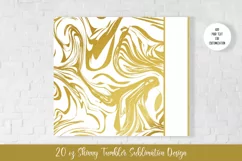 20oz Skinny Tumbler Sublimation Design. Golden Marble v.3 Product Image 2