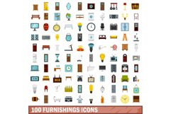 100 furnishings icons set, flat style Product Image 1