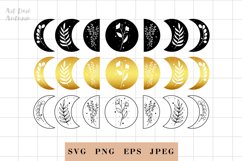 Moon phases svg, Celestial svg File, Floral moon svg Product Image 1