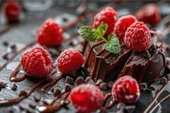 Decadent chocolate delight with fresh raspberries Product Image 1