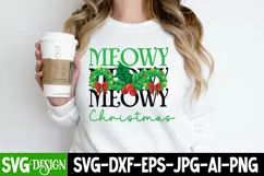 Meowy Christmas SVG Cut File, Meowy Christmas Sublimation Product Image 3