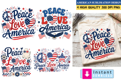 Peace Love America SVG Design,Peace Love America Sublimation Product Image 1