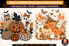 Halloween boo jee ghost Sublimation,Leopard Pumpkin PNG Product Image 1