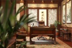 Elegant traditional study room interior bokeh view Product Image 1