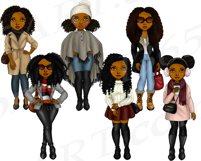 Winter Fashion Girls Black Natural Hair Planner Clipart Product Image 3