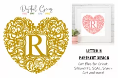 Letter R paper cut design. SVG / DXF / EPS / PNG files Product Image 1