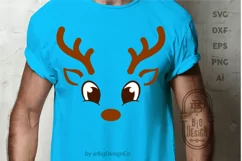 Christmas SVG - Cute Reindeer SVG , Boy Reindeer face SVG Product Image 5