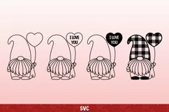 Gnome Valentine SVG,Balloon SVG,I Love You SVG,Plaid Gnomes Product Image 3