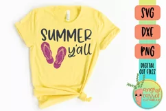 Summer Y'all SVG | Summer Vacation Shirt SVG, Flip Flops SVG Product Image 1