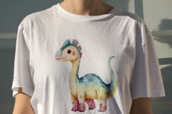 Watercolor Cute Parasaurolophus Dinosaur Cartoon Product Image 2