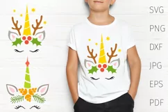 Christmas unicorn svg for cricut, Christmas svg t shirt. Product Image 1
