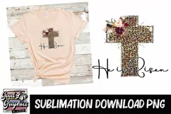 He is risen-Floral Easter Cross sublimation design Product Image 2