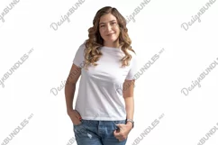 Woman wearing white t-shirt Blank t-shirt mockup Product Image 2