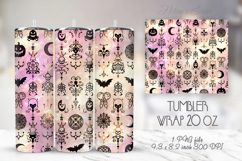 Pastel pink Halloween pattern tumbler 20oz wrap design Product Image 1