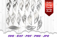 Feather Earring Earrings Template SVG DXF Cut Files Bundle Product Image 1