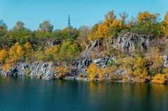 Old abandoned quarry. Autumn in New England, USA Product Image 1