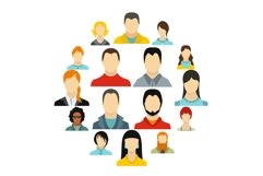 Avatars icons set, flat style Product Image 1