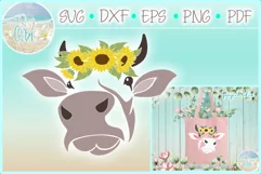 Cow Face With Sunflowers Svg Dxf Eps Png Pdf Files Product Image 1