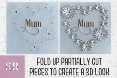 3D Floral Mum heart| Paper cutting | Mother’s Day card SVG. Product Image 4