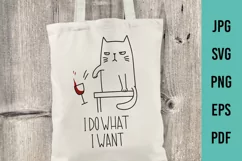 Angry Cat SVG, Cute Cat Cut File, wine glass svg. Product Image 1