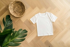 White T-shirt on a wooden background Product Image 1