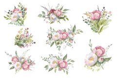 Watercolor Floral Clipart .Flower Bouquets. Product Image 5