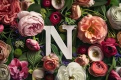 Letter N with Flowers Background Wallpaper Product Image 1