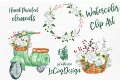 Watercolor roses clipart ROSES BOUQUETS White flowers  Product Image 3