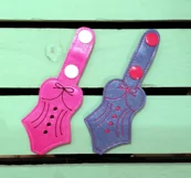 ITH Bathing Suit Vinyl Key Fob or Bag Tag - Snap Tab Machine Embroidery Product Image 3