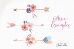 Watercolor Create Your Own Arrows Floral Clipart DIY Elements Flowers Set 60 Pieces Feathers Product Image 3