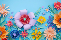 Colorful Paper Flowers Background Wallpaper Product Image 1