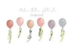 TERRACOTA Balloon watercolor clipart, Boho Floral balloon Product Image 4