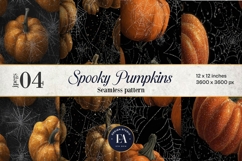 Spooky Pumpkin Pattern, Autumn Pumpkin Digital Paper Product Image 1