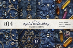 Navy Crystal Embroidery | Luxury Denim Fabric Texture Product Image 1