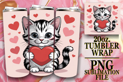 Joyful escapes 20oz tumbler wrap, Valentines Cat Product Image 1