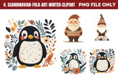 Scandinavian Folk Art Winter Clipart PNG Product Image 1