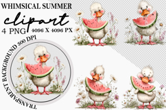 Whimsical Summer Watercolor Clipart PNG Product Image 1
