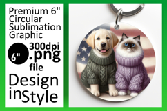 Unique Circle PNG Car Coaster Design , Dog and cat Product Image 1