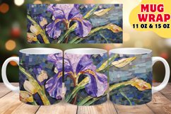 STAINED GLASS FLORAL WHIMSY SUBLIMATION 11OZ 15OZ MUG WRAP Product Image 1