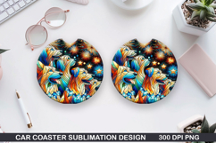 Dog Car Coaster Sublimation, 4th Of July Coaster PNG Product Image 1